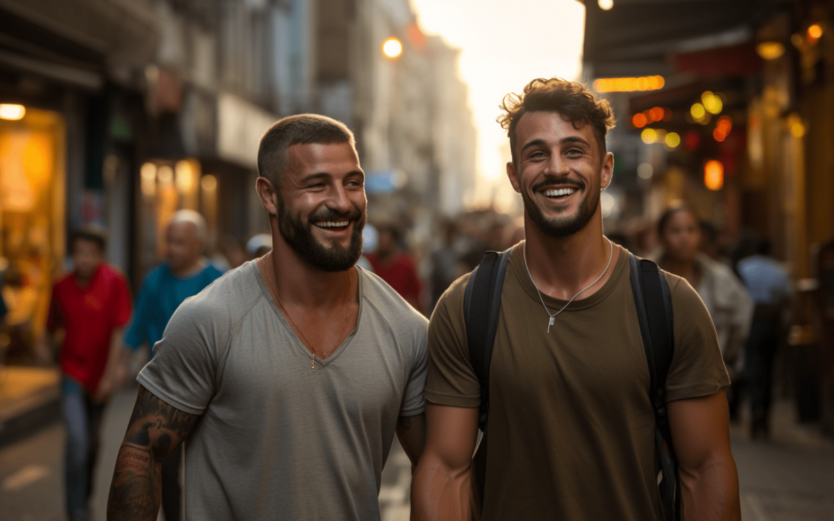 Deux homosexuels déambulant à Sao Paulo, le guide LGBTQ+ de la ville.
