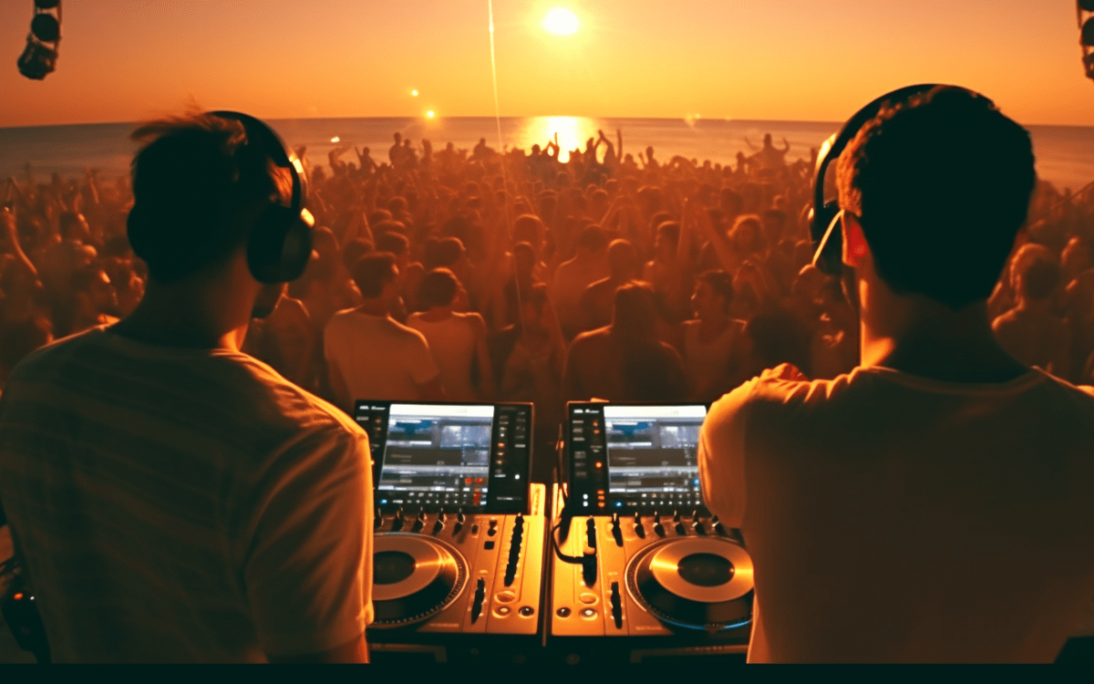 Deux DJ gays dans un club d'Ibiza.